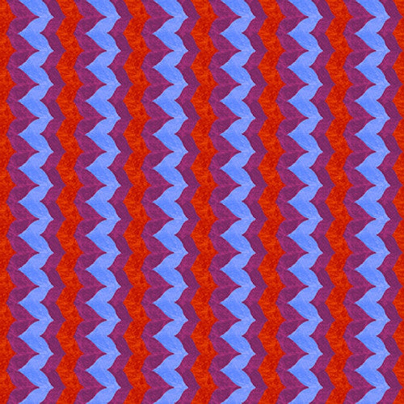 Blank Quilting Pansy Prose 2151 88 Red Zig Zag Stripe 1.75 YARDS