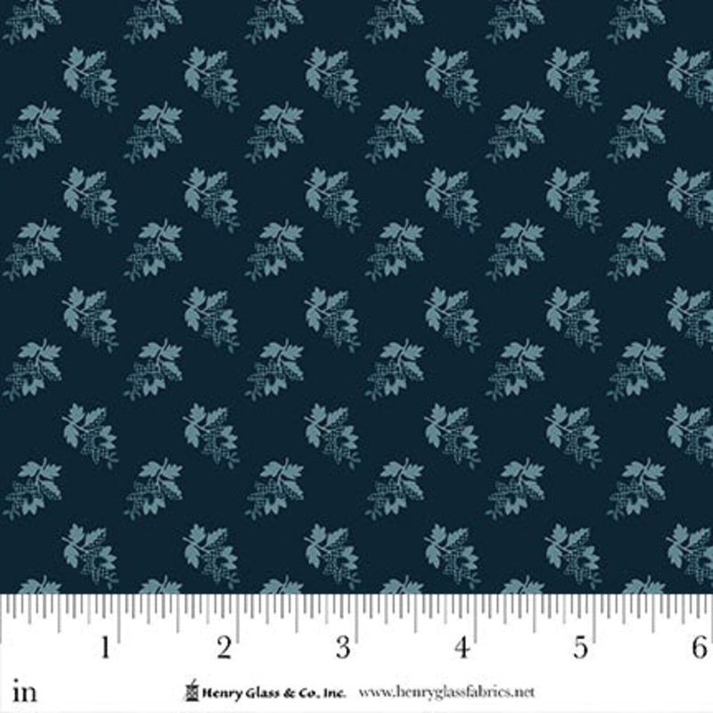 Henry Glass & Co. Philomena 3475 77 Prussian Blue Tossed Calico By The Yard