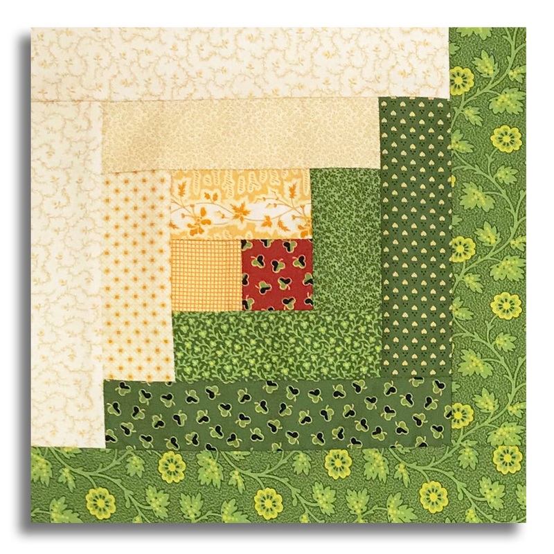 Moda Pre-cut 12 Block Log Cabin Quilt Kit – Sally’s Stitches – Green