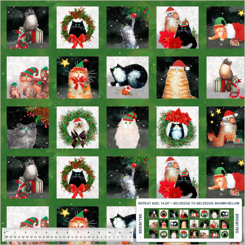 Windham Meowy Christmas 54483 2 Pine Festive Felines By The Yard