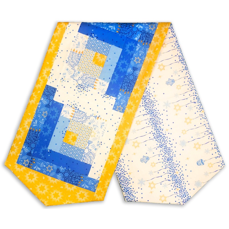 Andover Pre-Cut Log Cabin Table Runner Kit – Festival Of Lights – Light Blue