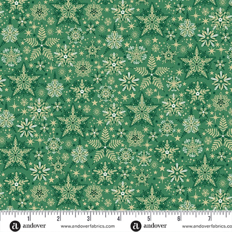 Andover/Makower Good Tidings MU106 G Green Frosty By The Yard