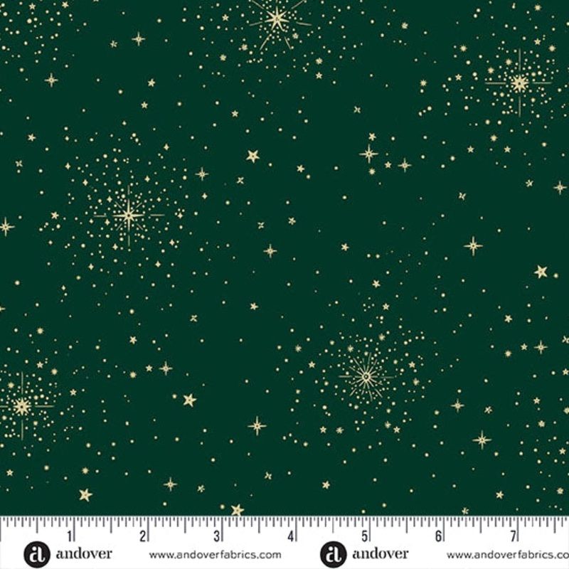 Andover/Makower Good Tidings MU108 G Green Christmas Star By The Yard