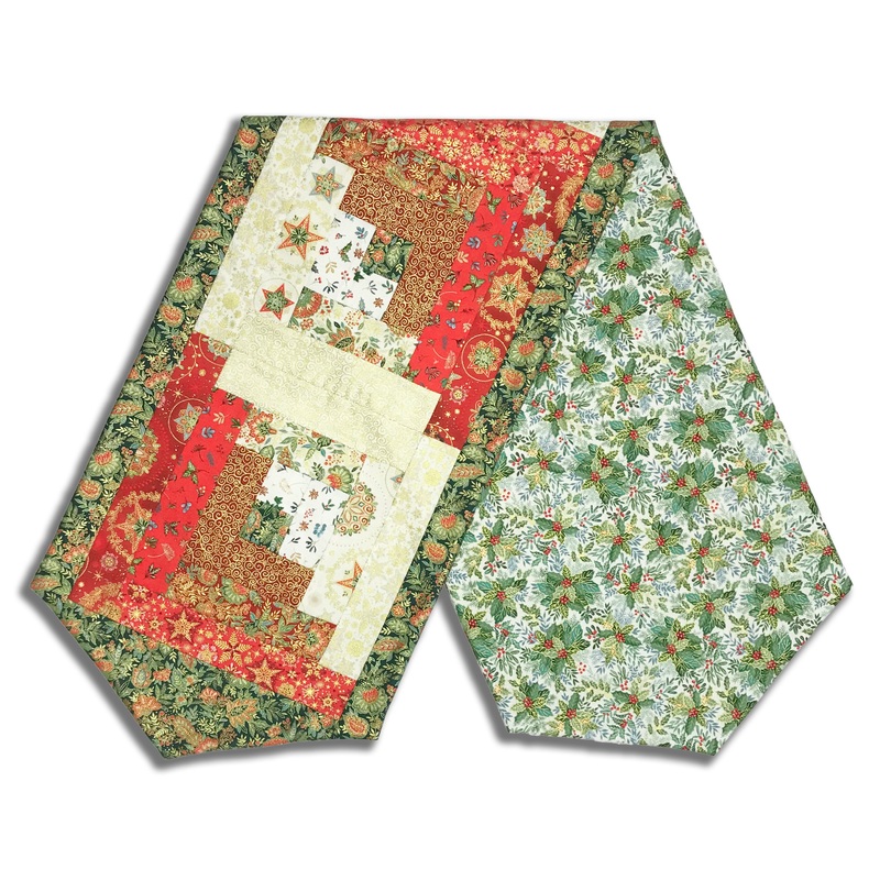 Andover/Makower Pre-Cut Log Cabin Table Runner Kit – Good Tidings – Red