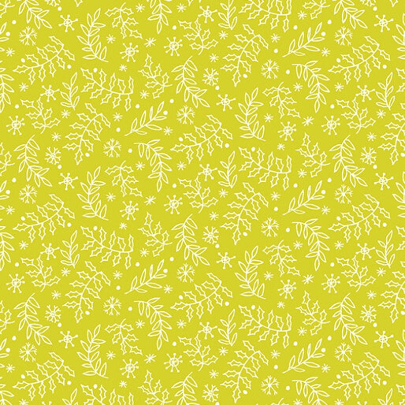 Benartex Meowy Christmas 16235 44 Holly Jingle Lime 1.75 YARDS