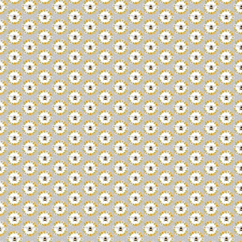 Northcott Beecroft 26673 93 Light Gray Bee Medallion 1 YARD