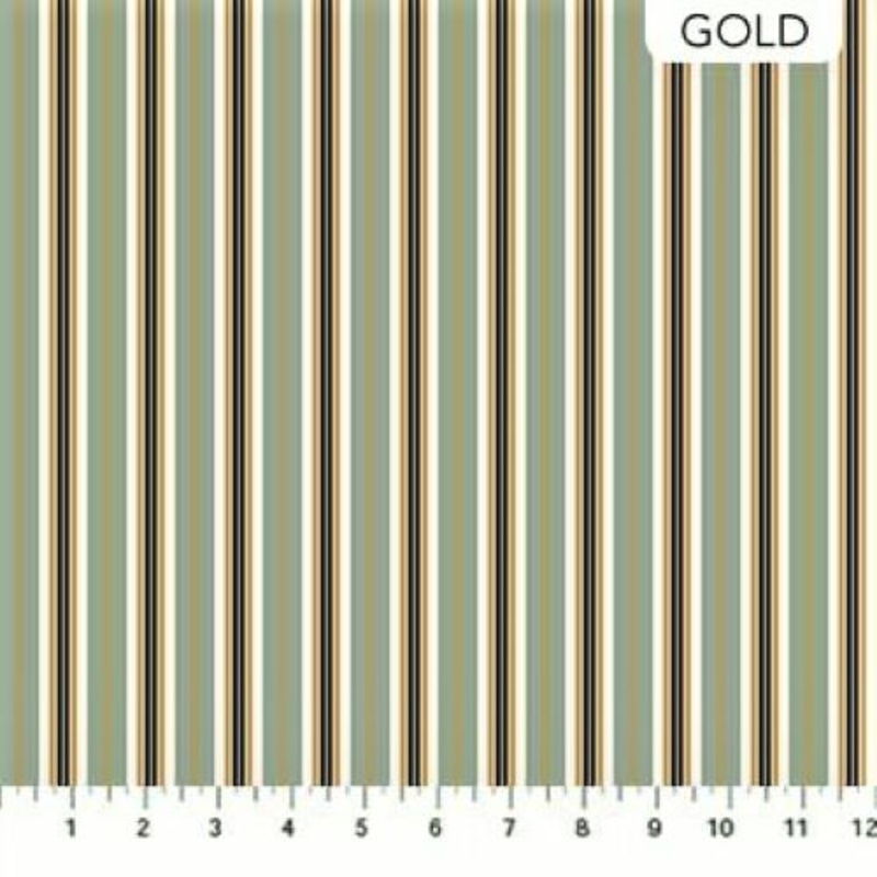 Northcott Metallic Kensington Park 23835 62 Robins Egg/Multi Classic Stripe 2.75 YARDS