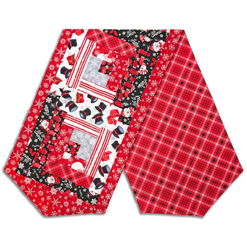 Henry Glass & Co. Pre-Cut Log Cabin Table Runner Kit – Snow Crew – TOP HATS
