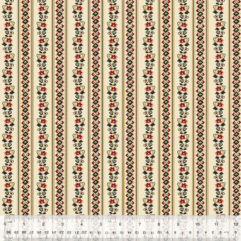 Windham Circa: Turkey Red 54727 4 Cream Meander By The Yard