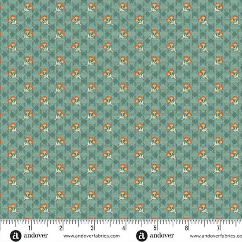 Andover Autumn Woods 1549 T Stone Blue Harvest Check By The Yard