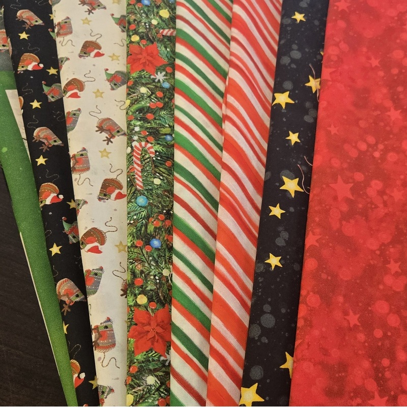 Matt’s Mystery Bundles –  6.438 yards -Meowy Christmas #1- Assorted Remnants