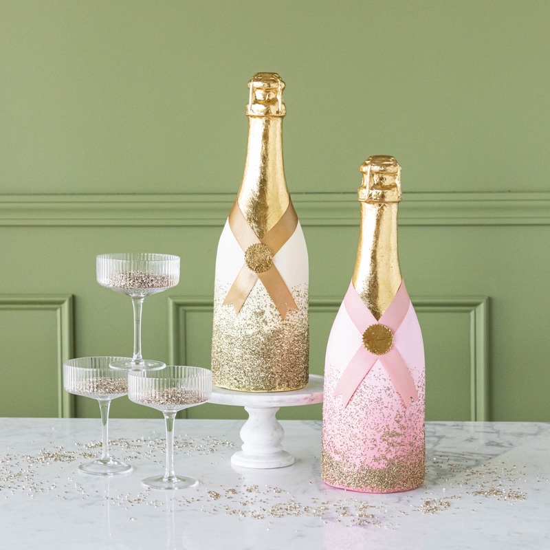 Oversized Champagne Bottles|Pink|Gold