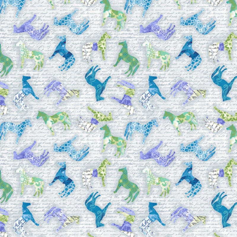 Studio E Dream Horses 7470 90 Gray Tossed Horses 1.75 YARDS