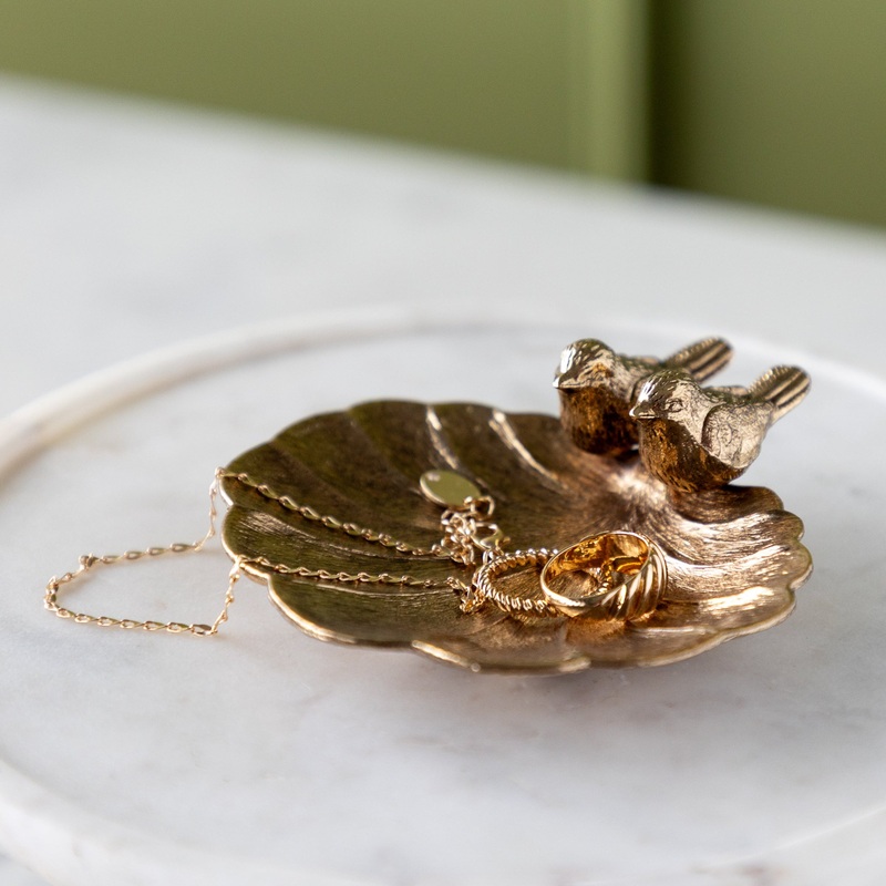 Gilded Perch Pewter Dish