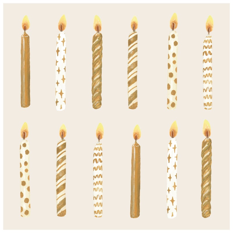 Gold Candles Cocktail Napkins