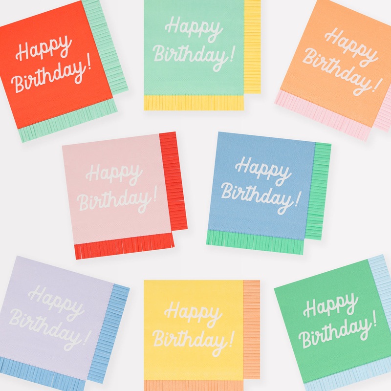 Mixed Happy Birthday Napkins|Small|Large