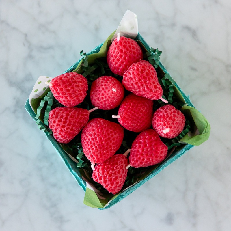 Strawberry Beeswax Birthday Candle