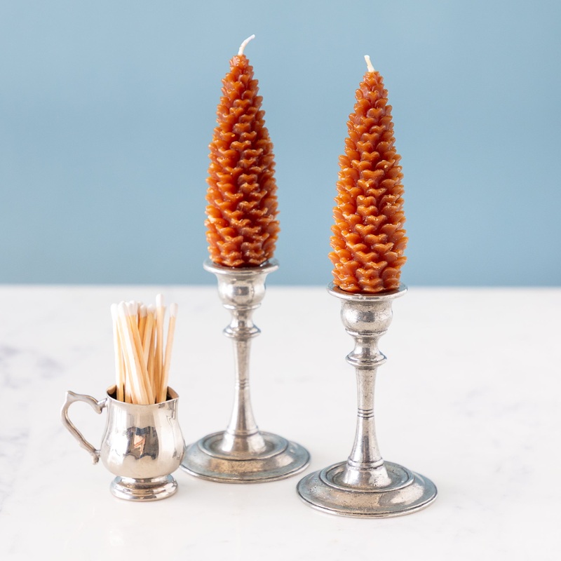 Brown Small Pinecone Taper Candles