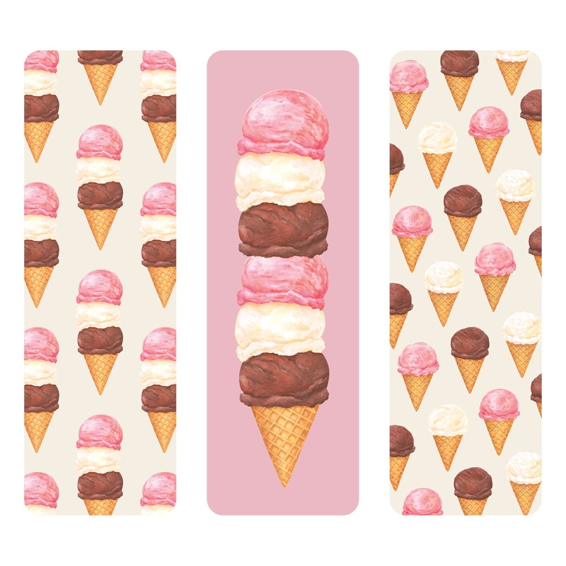 Ice Cream Party Bookmarks Set of 3