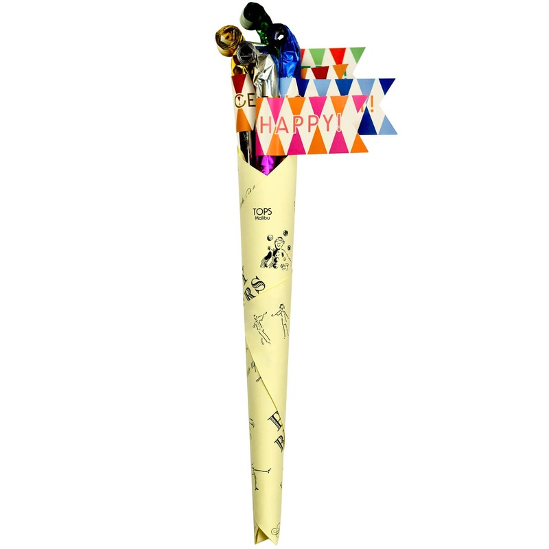 Long 12 Stem Party Blowers Bouquet with Pennants, Set of 4