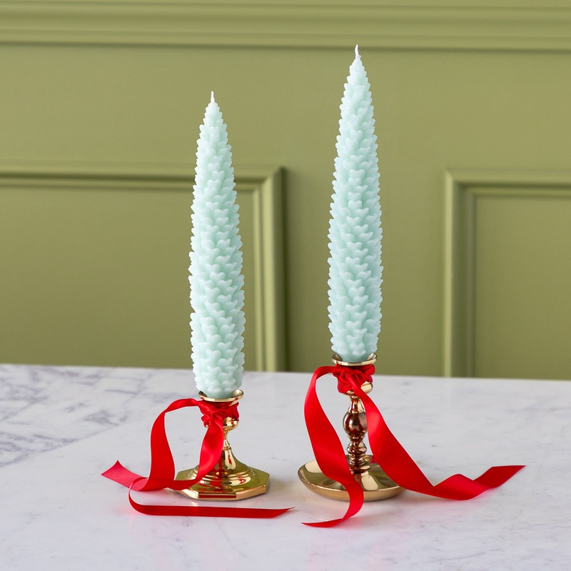 Mint Large Pinecone Taper Candles