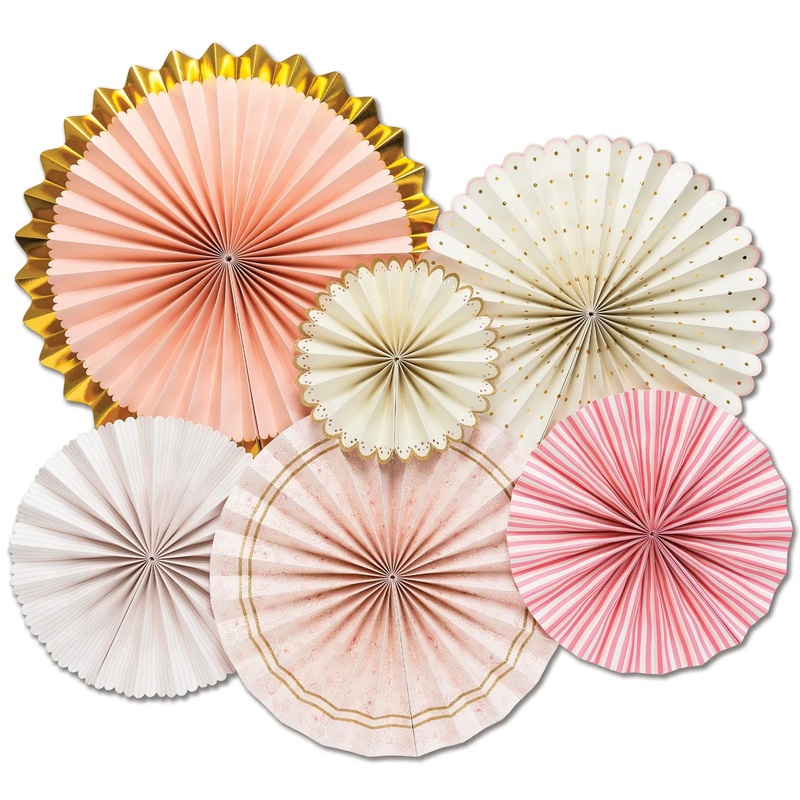 Pink, Cream & Gold Party Fans