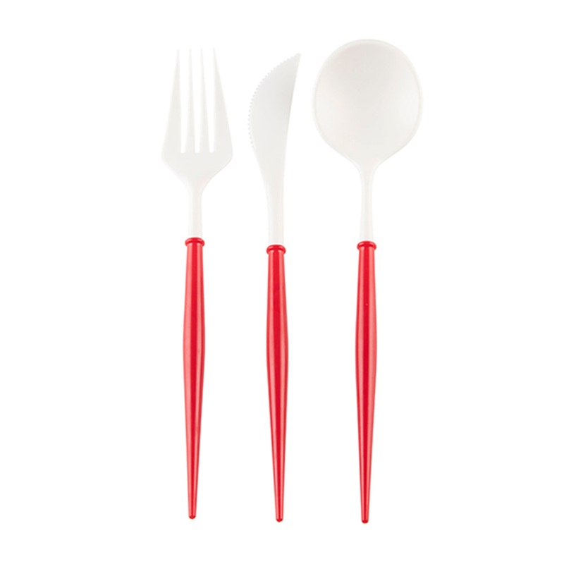 Red/White Cutlery Set