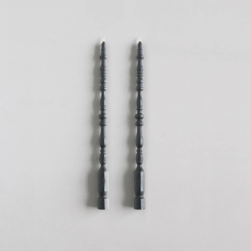 Spindle Leg Tapers, Set of 2|Slate|Smoked Lilac|Rosewater|Charcoal|Fawn|Oro