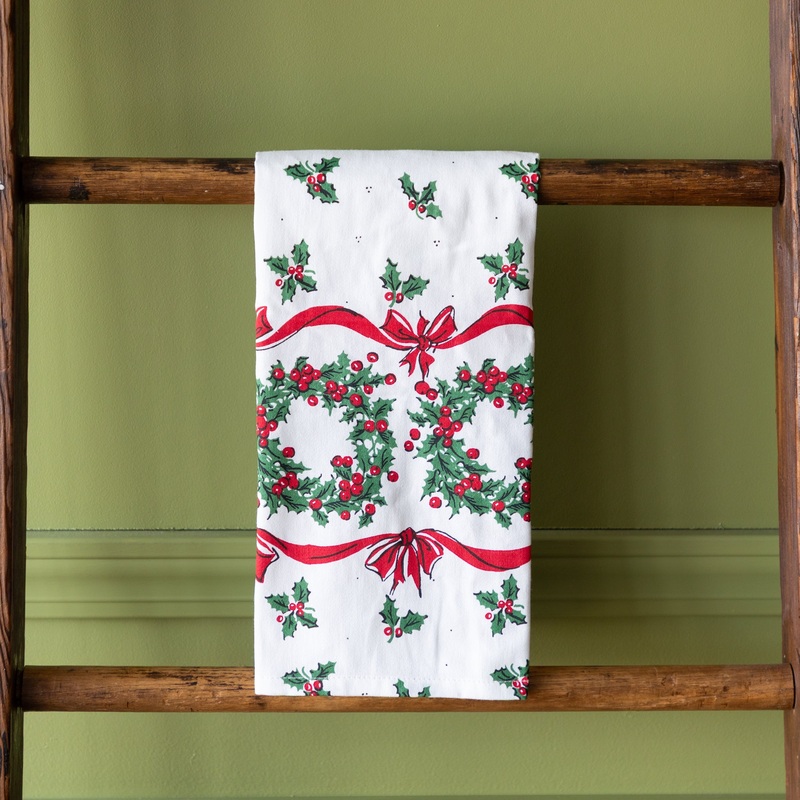 Vintage Holly Dishtowel