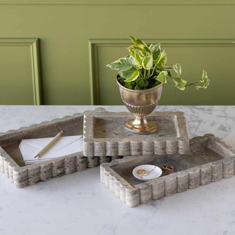 Intricate Scallop Marble Tray|Small|Medium|Large
