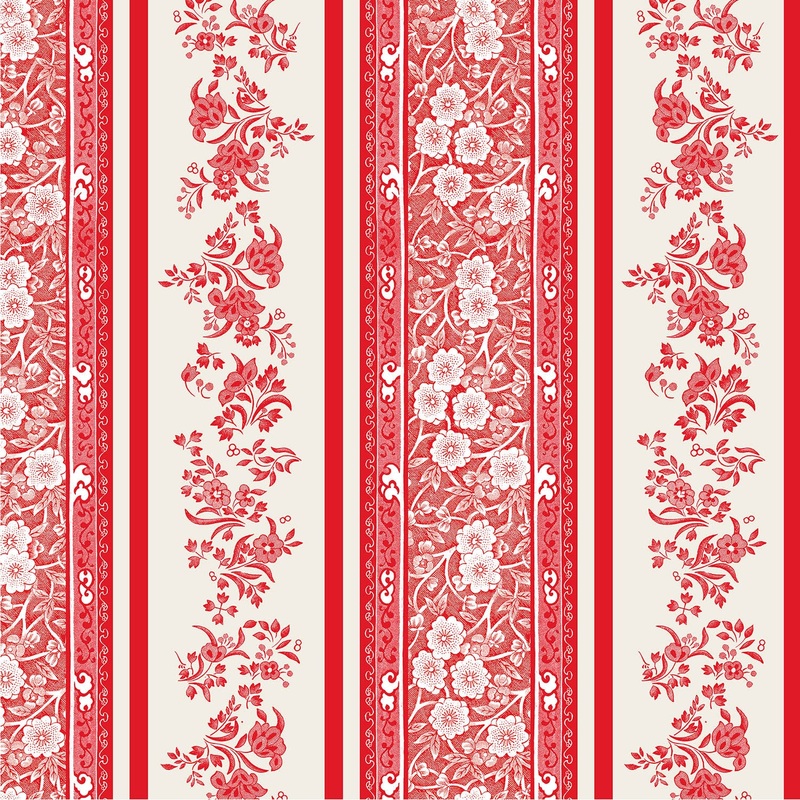 Red Burleigh Stripe Cocktail Napkins