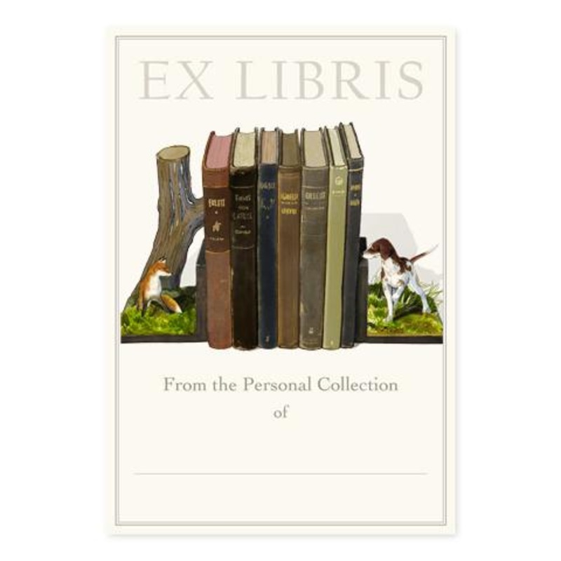 Fox and Hound Bookends Bookplate