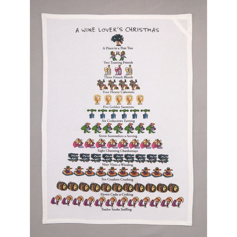 Wine Lover’s Christmas Tea Towel