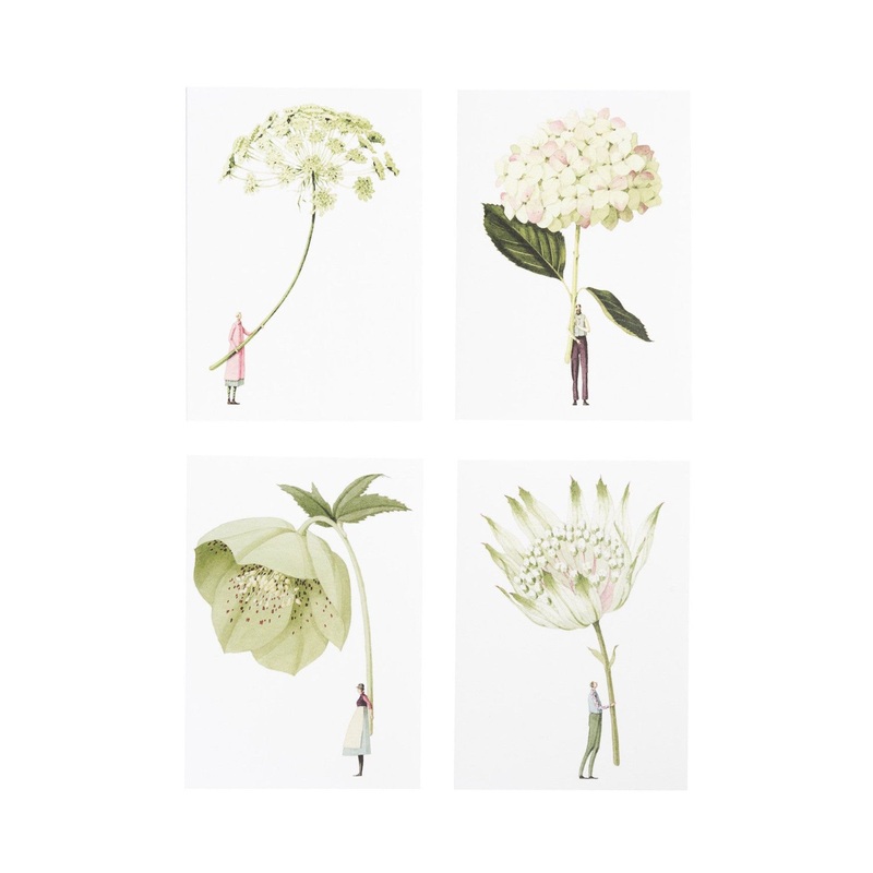 In Bloom Green Flowers Notecards, Set of 8