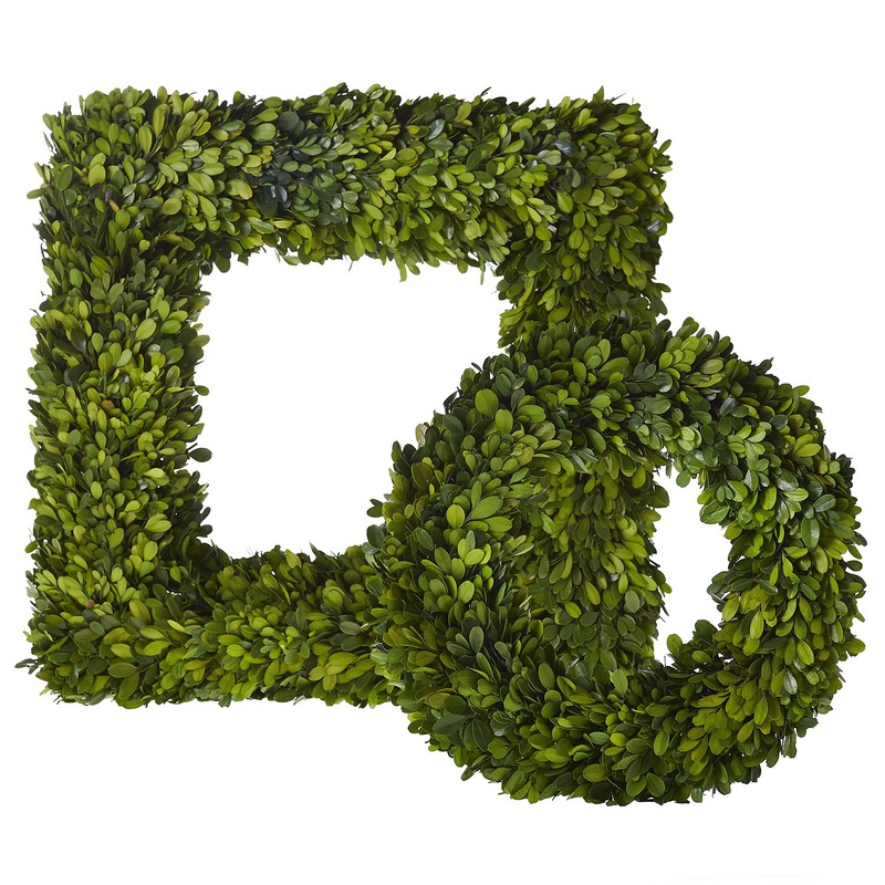 Preserved Boxwood Wreath|22″ Square|14″ Round|24″ Round