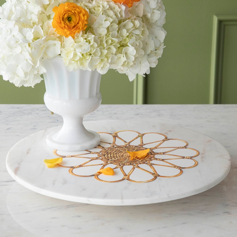 White Marble Lazy Susan, 15 Diameter