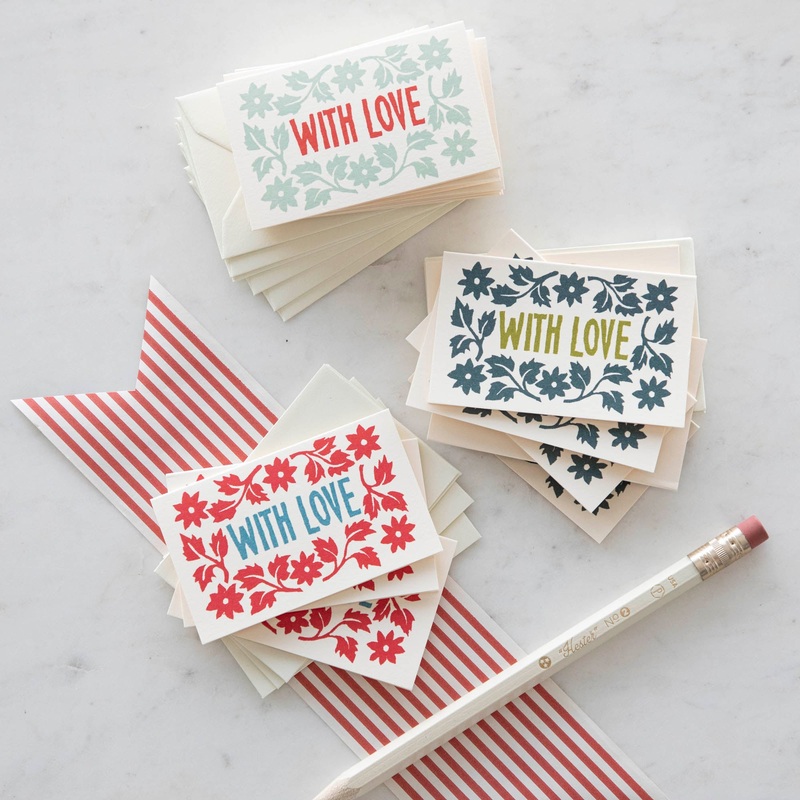 With Love Cards – Pack of Six|Black Forest & Sap|Pale Turquoise & Coral|Red & Blue