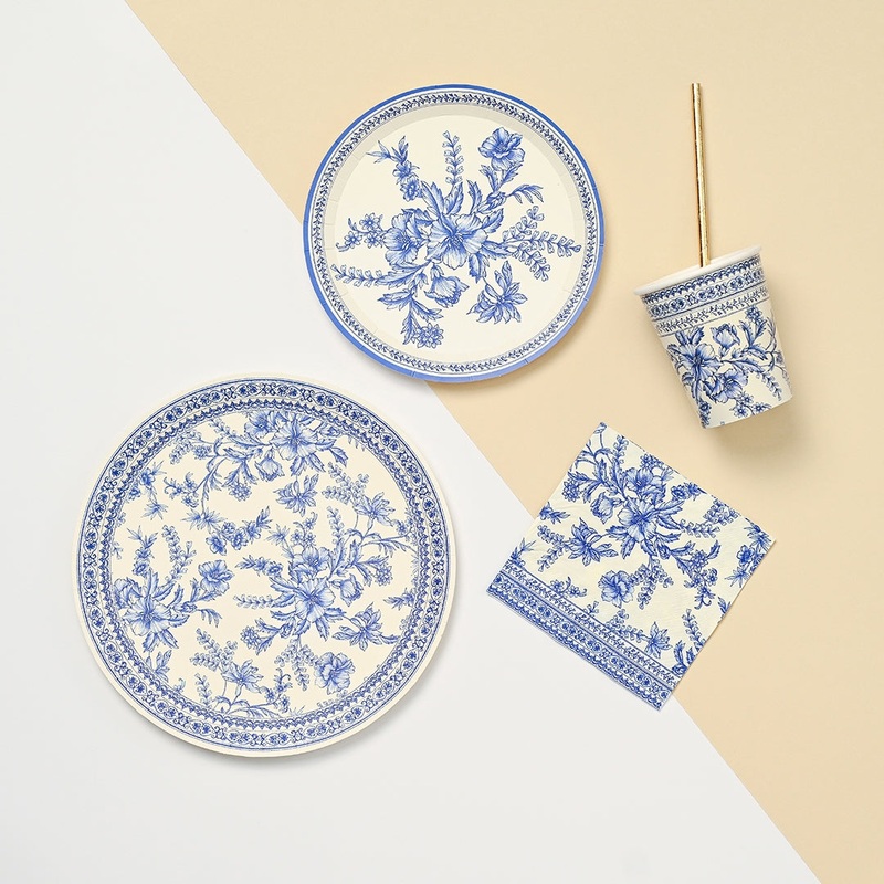 Blue French Toile Paper Party Dinnerware