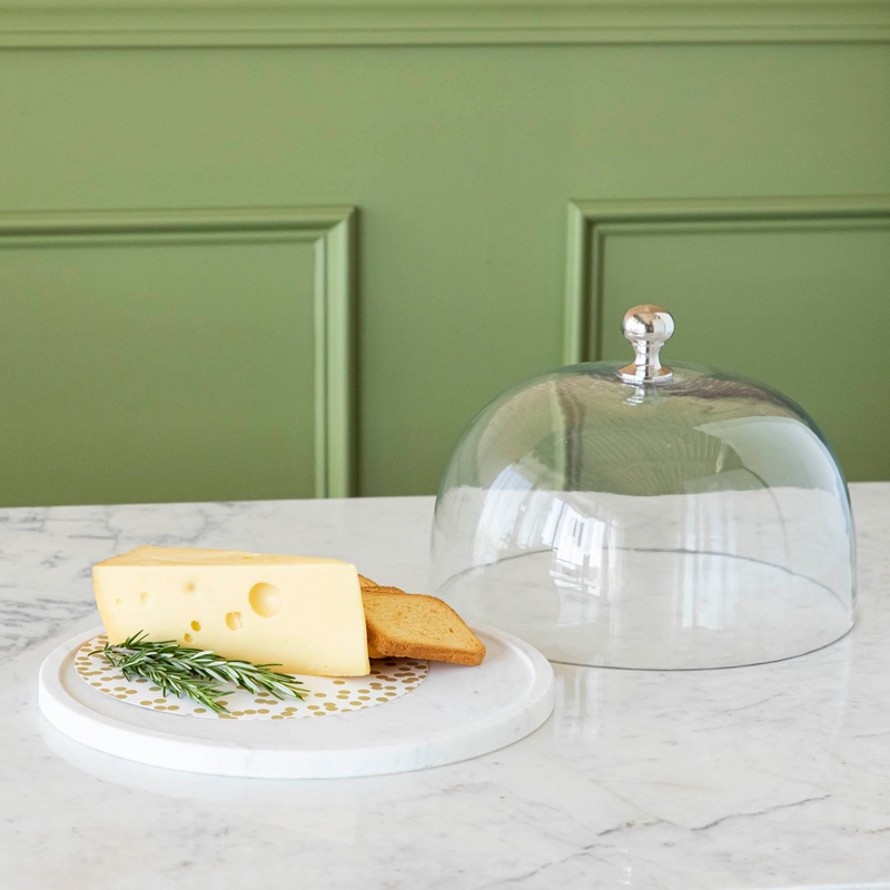 Marble & Glass Food Dome with Knob