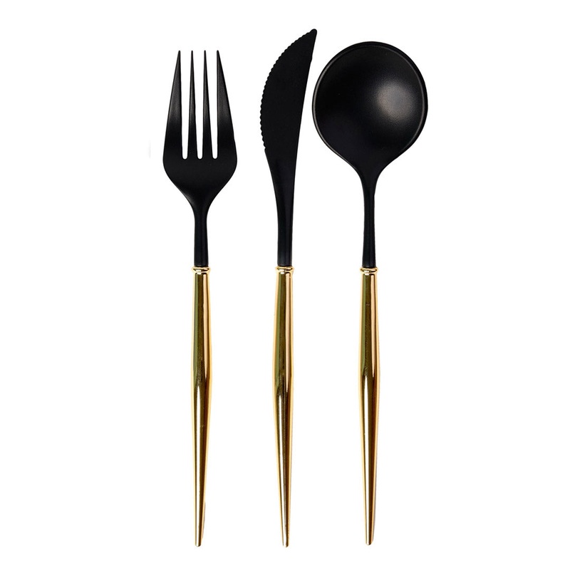 Black/Gold Cutlery Set