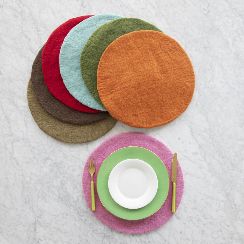 Felt Placemat|Moss Green|Forest Green|Pumpkin|Brown|Red|Seafoam|Candy Pink