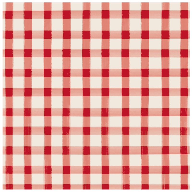 Red Painted Check Cocktail Napkins