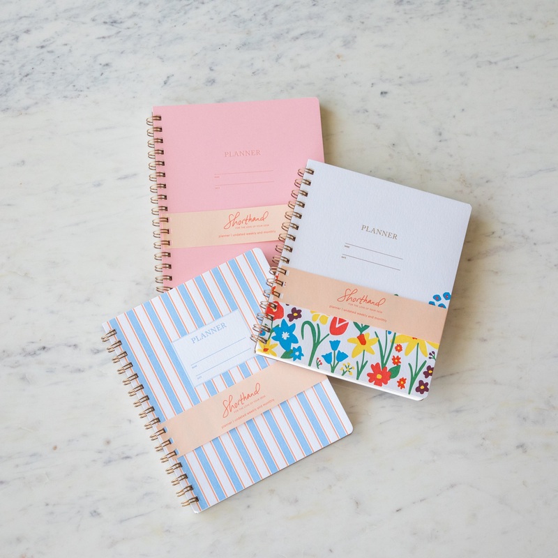 Undated Letterpress Planner|French Stripes|Pink Lemonade|Super Blooms