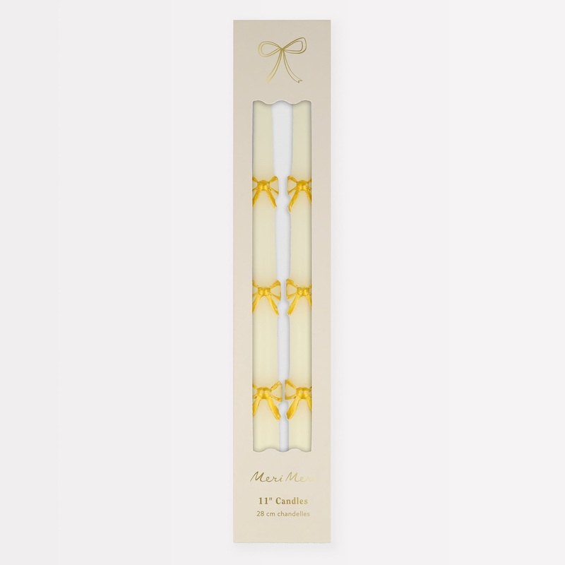 Gold Bow Taper Candles