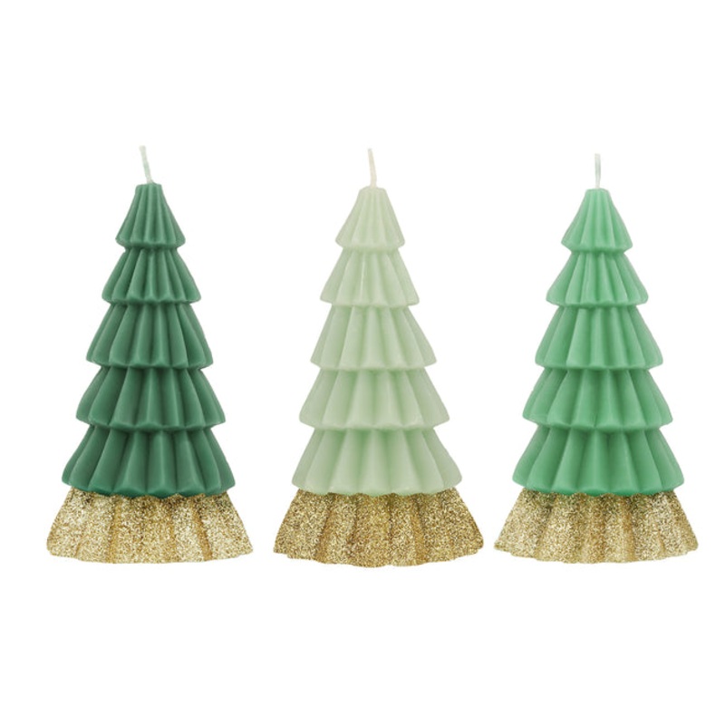 Green Tree Candles, Set of 3