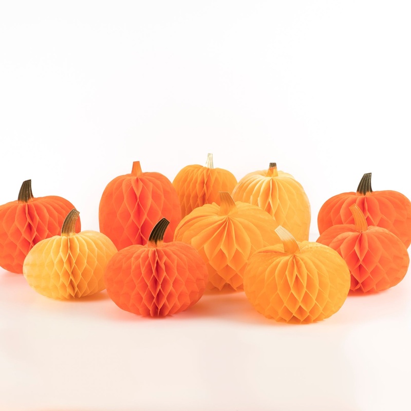 Honeycomb Pumpkins, Set of 10