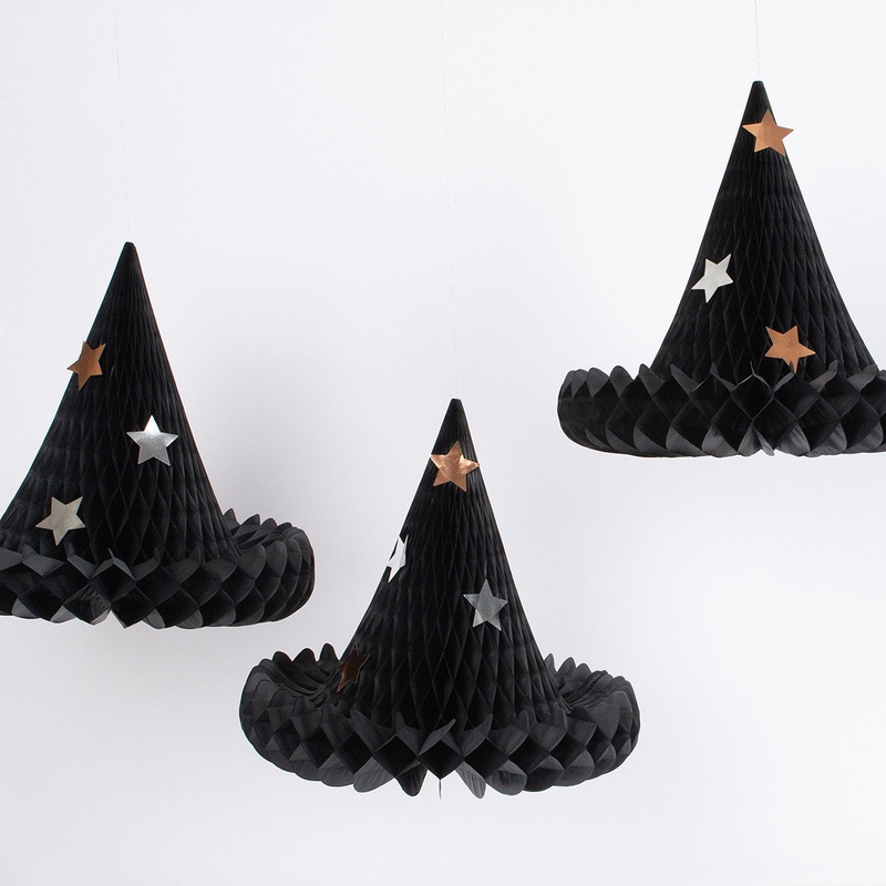 Honeycomb Witch Hat Decorations, Set of 3