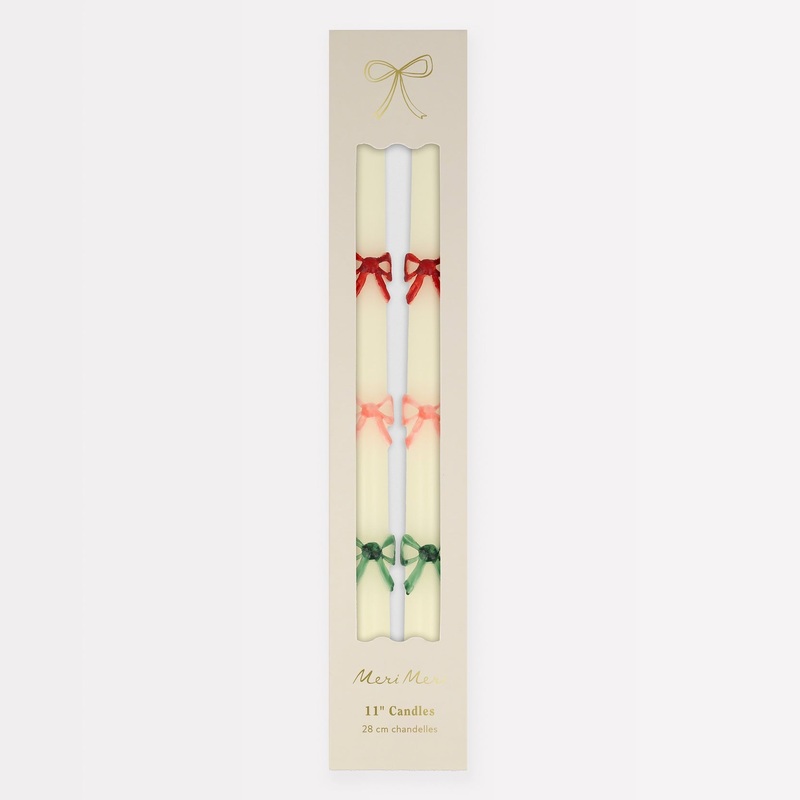 Multi Color Bow Taper Candle