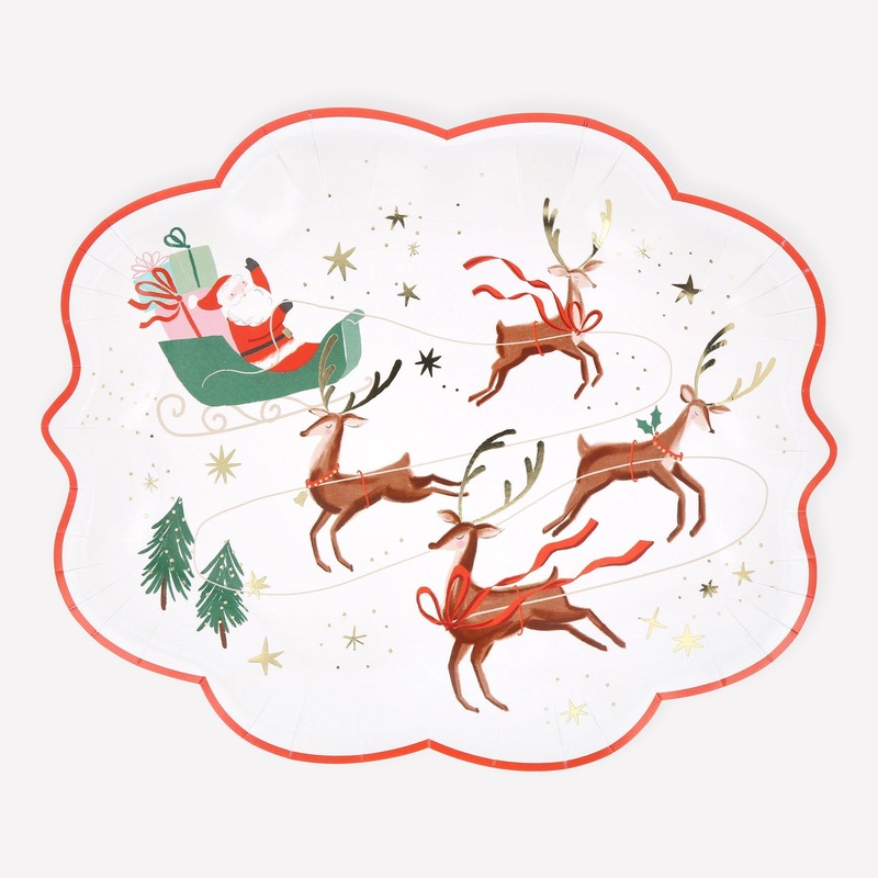 Santa, Sleigh & Reindeer Plate