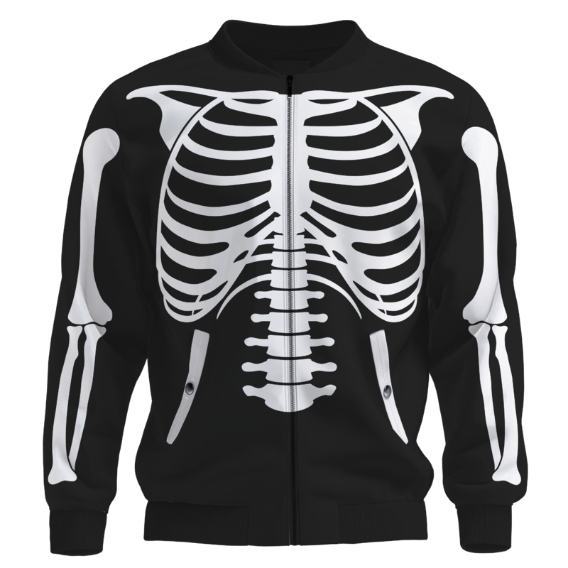 Black & White Skeleton Bomber Jacket